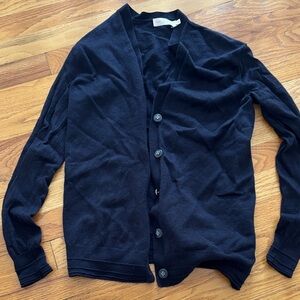 Tory Burch Merino Wool Navy Cardigan Sweater Size XS